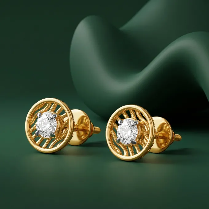 Gold Threaded Orbit Lab Grown Diamond Earrings