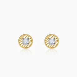 Gold Threaded Orbit Lab Grown Diamond Earrings
