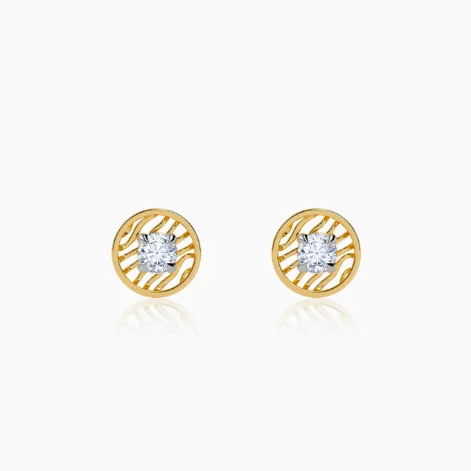 Gold Threaded Orbit Lab Grown Diamond Earrings