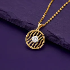 Gold Threaded Orbit Lab Grown Diamond Pendant