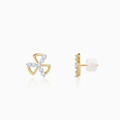 Gold Threefold Flora Lab Grown Diamond Earrings