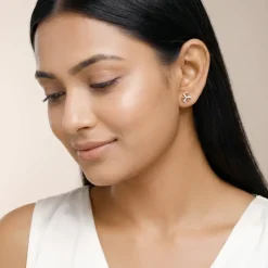 Gold Threefold Flora Lab Grown Diamond Earrings