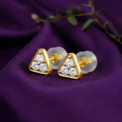 Gold Trigon Lab Grown Diamond Earrings