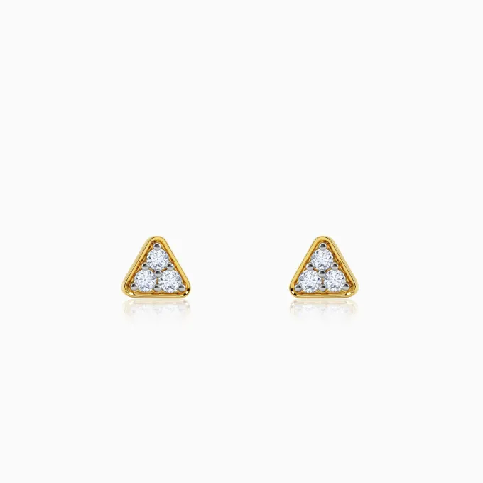 Gold Trigon Lab Grown Diamond Earrings