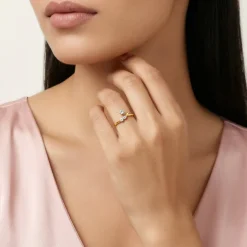 Gold Twin Arc Lab Grown Diamond Ring