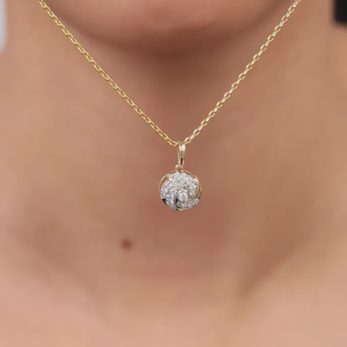 Gold Twirl Lab Grown Diamond Pendant