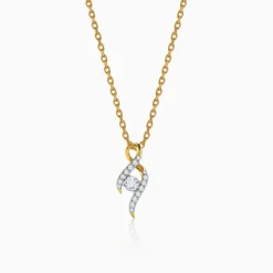 Gold Twisted Bud Lab Grown Diamond Pendant