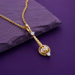 Gold Vajra Gada Lab Grown Diamond Pendant
