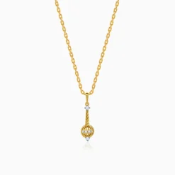 Gold Vajra Gada Lab Grown Diamond Pendant