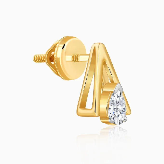 Gold V-Edge Lab Grown Diamond Earrings