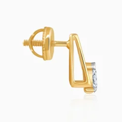 Gold V-Edge Lab Grown Diamond Earrings