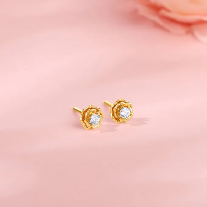 Gold Velora Bloom Lab Grown Diamond Studs