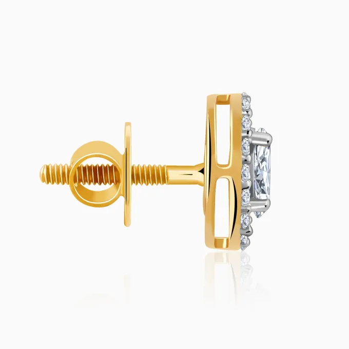 Gold Vesta Halo Solitaire Lab Grown Diamond Studs