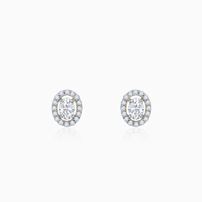 Gold Vesta Halo Solitaire Lab Grown Diamond Studs