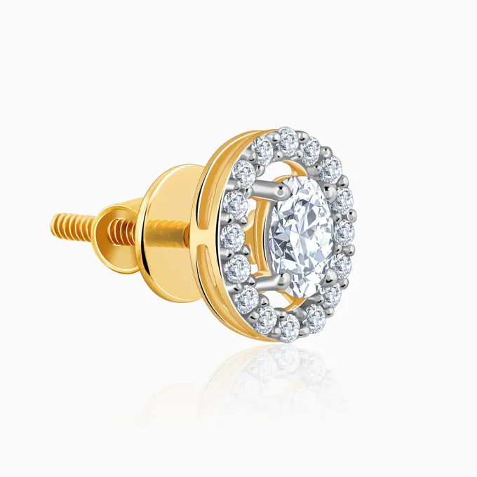 Gold Vesta Halo Solitaire Lab Grown Diamond Studs