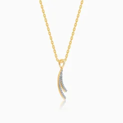 Gold Wave Layers Lab Grown Diamond Pendant