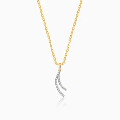 Gold Wave Layers Lab Grown Diamond Pendant