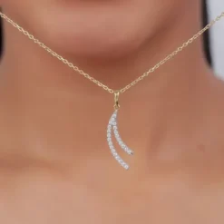 Gold Wave Layers Lab Grown Diamond Pendant