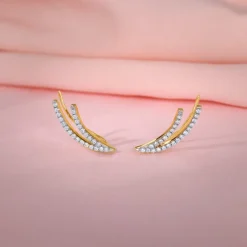 Gold Wave Layers Lab Grown Diamond Earrings
