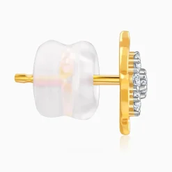 Gold Wavy Flower Diamond Earrings