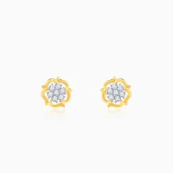Gold Wavy Flower Diamond Earrings