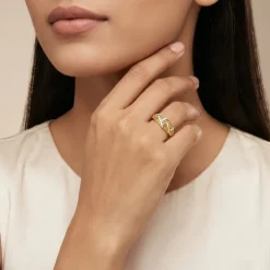 Gold Zigzag Lab Grown Diamond Ring (Size 12)