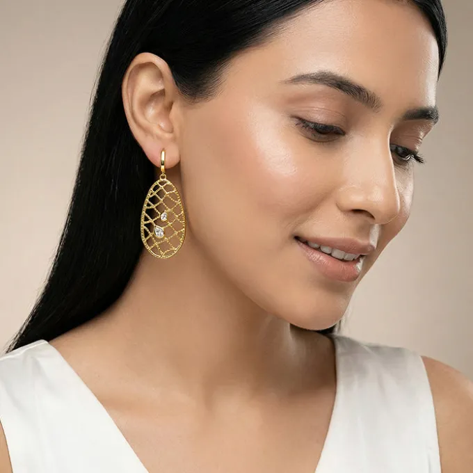 Golden Abstract Dew Earrings