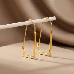Golden Abstract Hoop Earrings