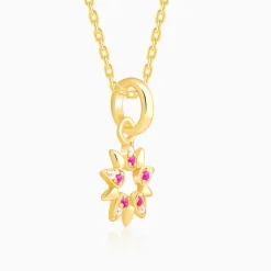 Golden Amaryllis Pendant With Link Chain