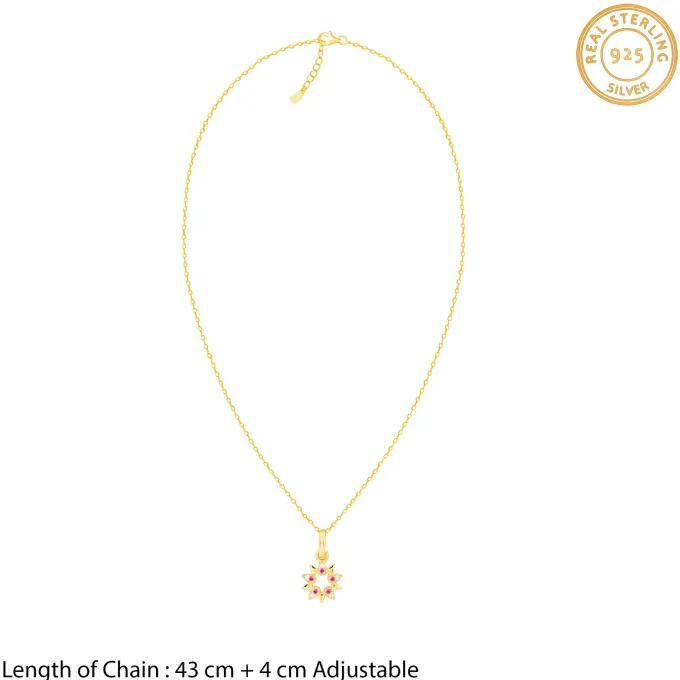 Golden Amaryllis Pendant With Link Chain