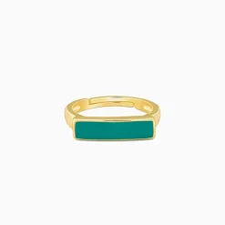 Golden Aquamarine Serenity Ring