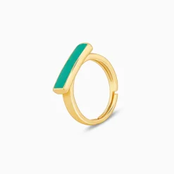 Golden Aquamarine Serenity Ring