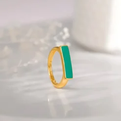 Golden Aquamarine Serenity Ring