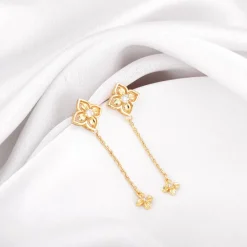Golden Artsy Floral Earrings