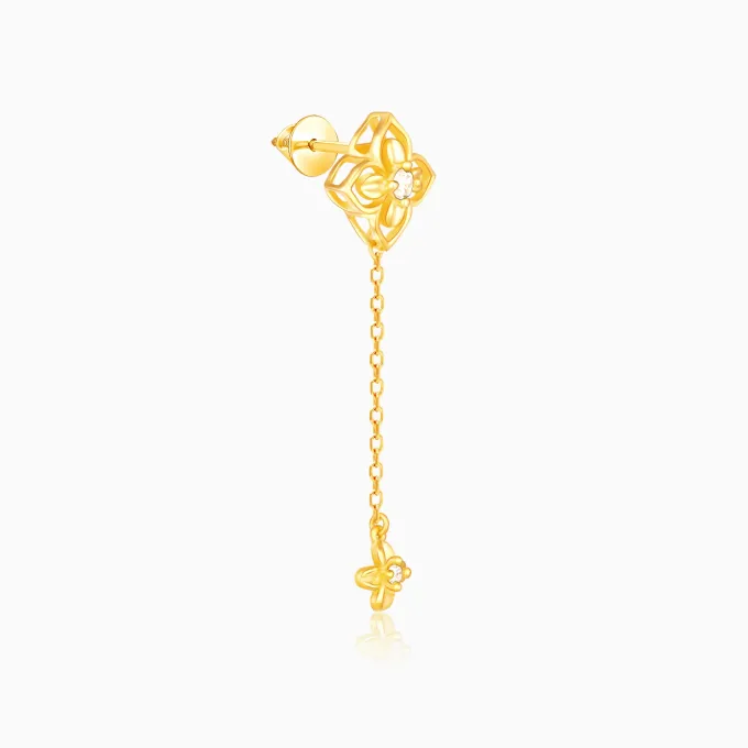 Golden Artsy Floral Earrings