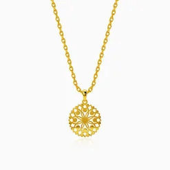 Golden Aura Tangle Pendant With Link Chain