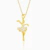 Golden Ballerina Pendant with Link Chain