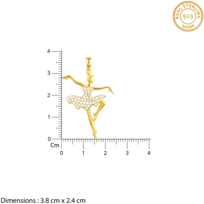 Golden Ballerina Pendant with Link Chain