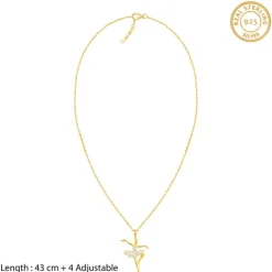 Golden Ballerina Pendant with Link Chain