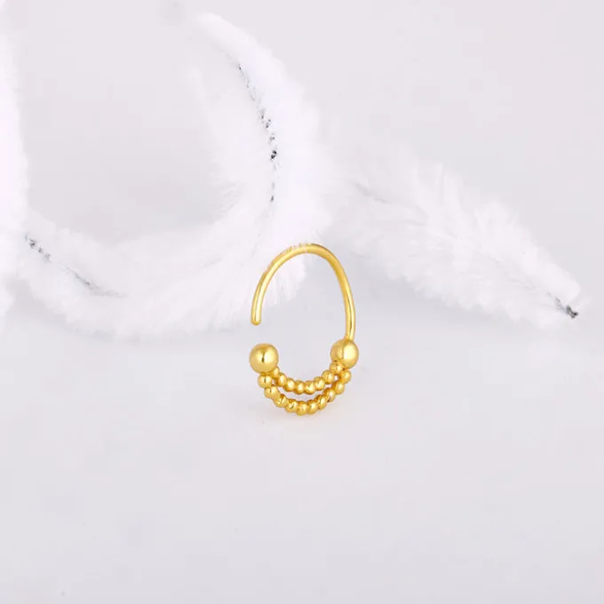 Golden Beaded Moon Nose Ring