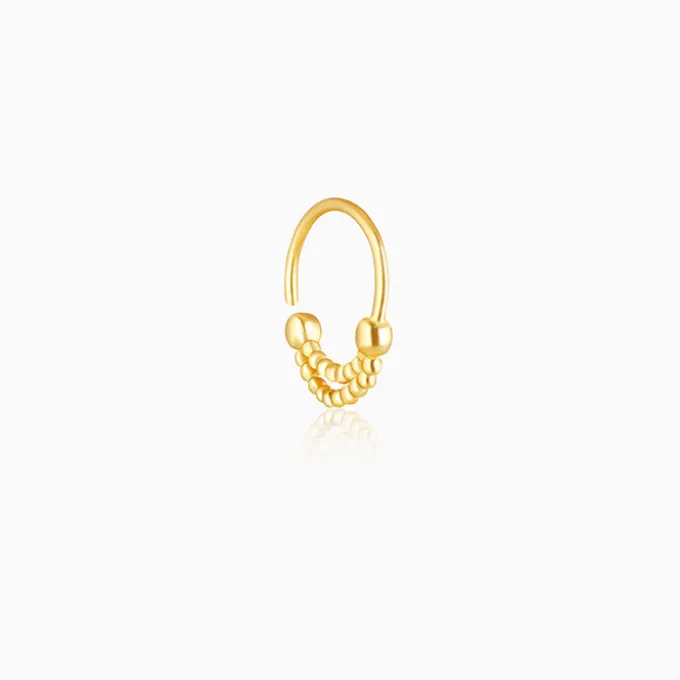 Golden Beaded Moon Nose Ring