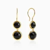 Golden Black Chalcedony Dangler Earrings