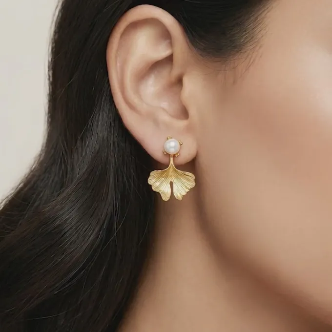 Golden Blake Pearl Earrings