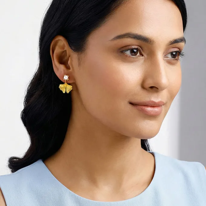 Golden Blake Pearl Earrings