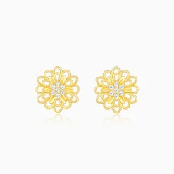 Golden Blooming Flower Stud Earrings