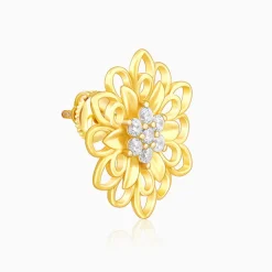 Golden Blooming Flower Stud Earrings