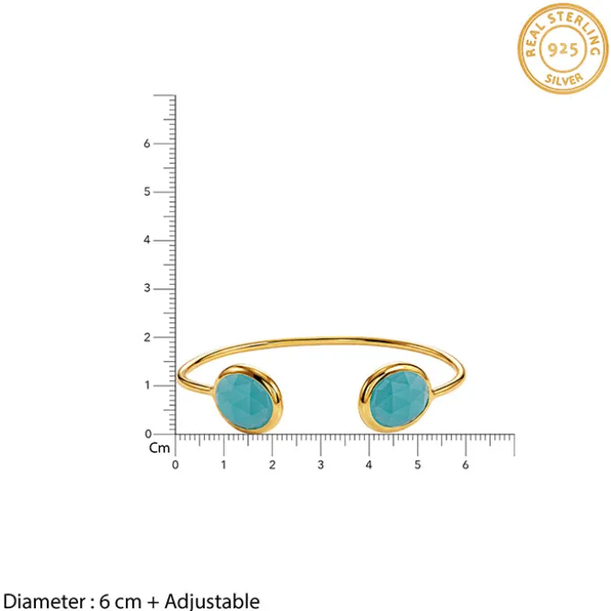 Golden Blue Onyx Cuff Bracelet