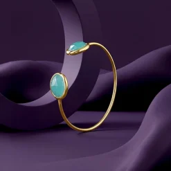 Golden Blue Onyx Cuff Bracelet
