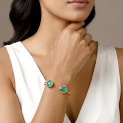 Golden Blue Onyx Cuff Bracelet