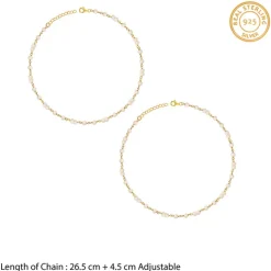 Golden Blush Quartz Bead Anklet